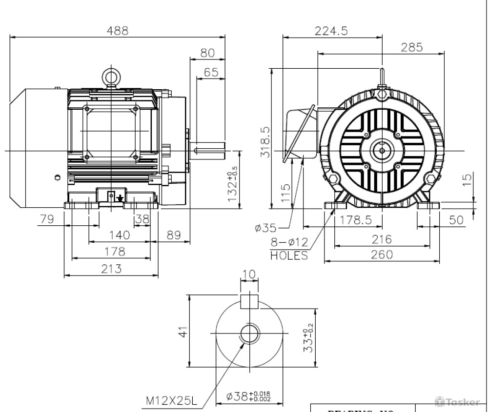 馬達外觀及主軸外觀尺寸