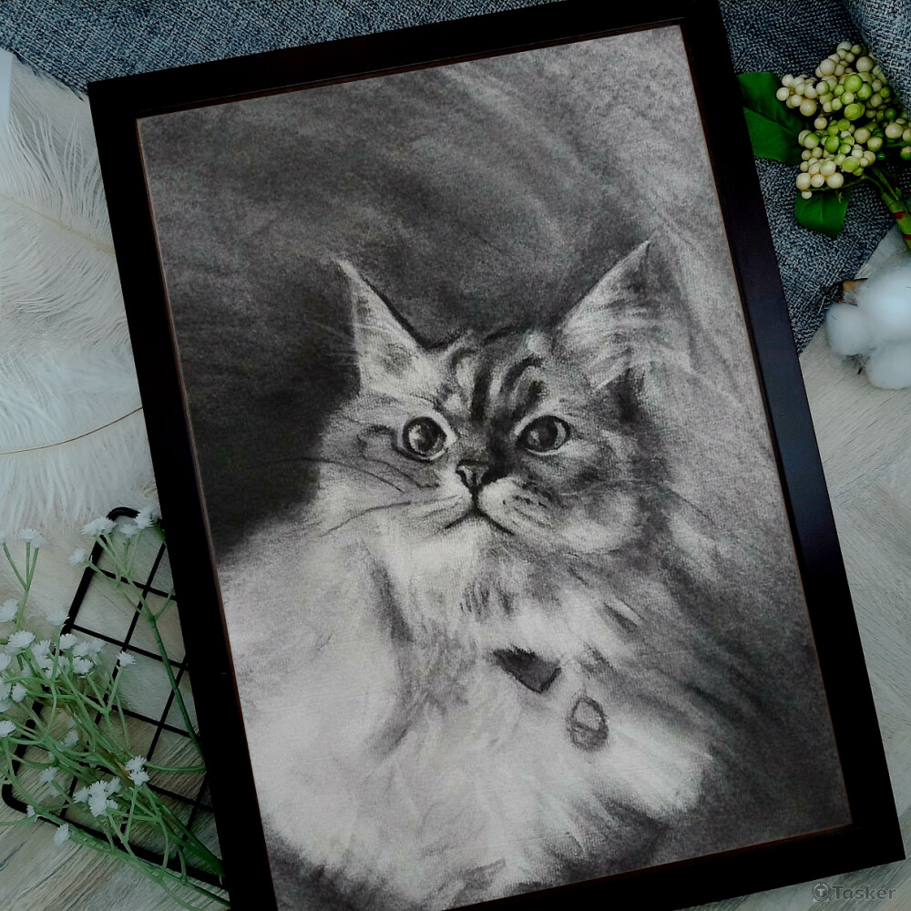 炭精筆素描，4開