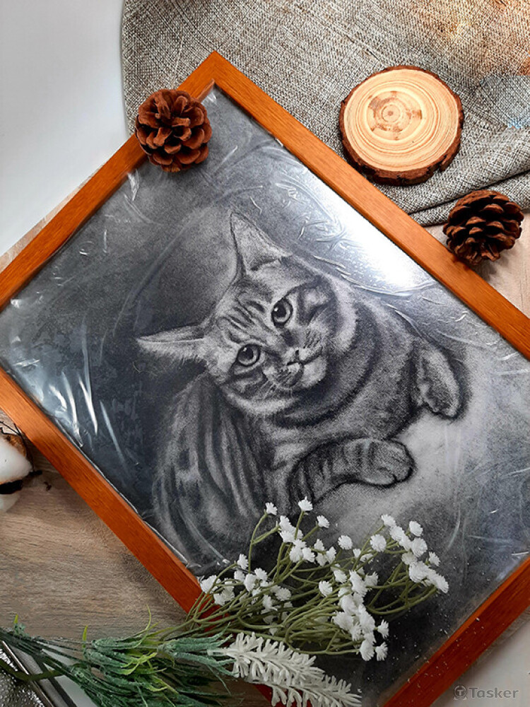 炭精筆素描，8開