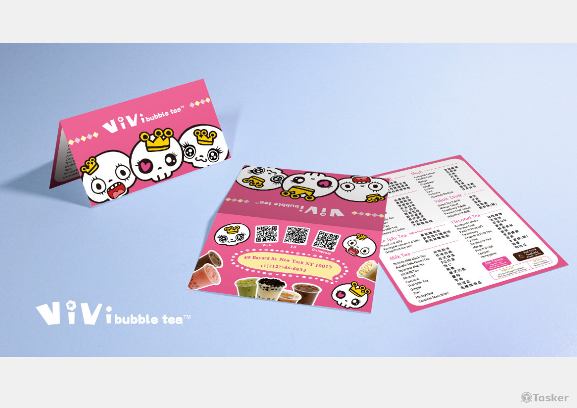 美國手搖飲料店menu小卡設計
