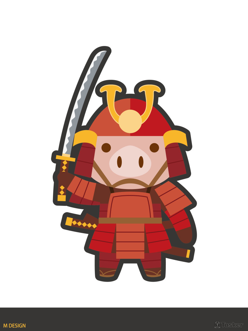 生鮮肉品公司吉祥物提案 - 武士豬