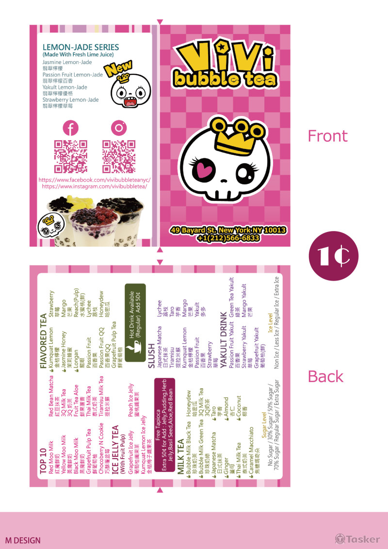 Vivi bubble tea 菜單小卡設計提案