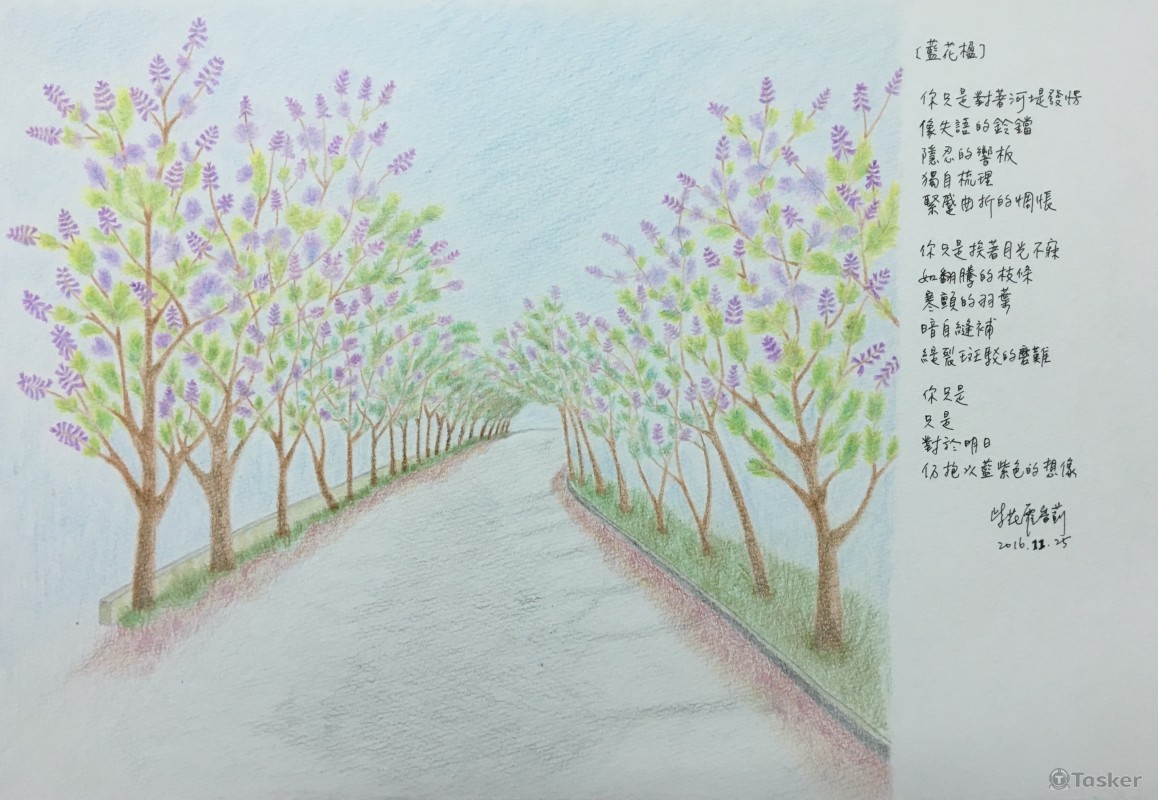 手繪圖文創作－藍花楹