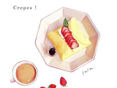 願夢咖啡草莓季活動 手繪作品