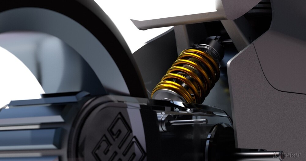 close look of rear wheel component