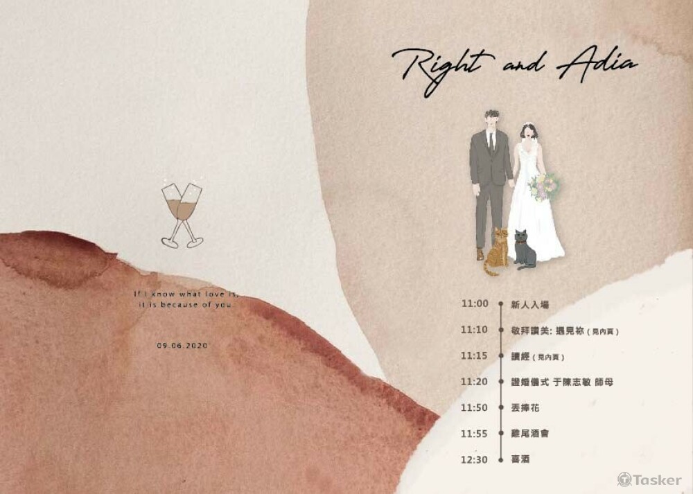 婚禮流程卡-似顏繪插畫