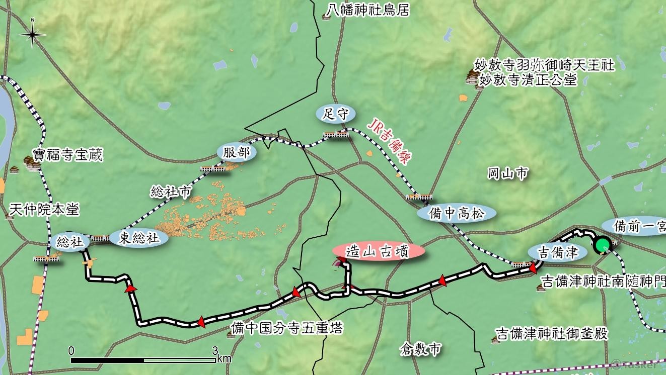 吉備路自行車路線圖