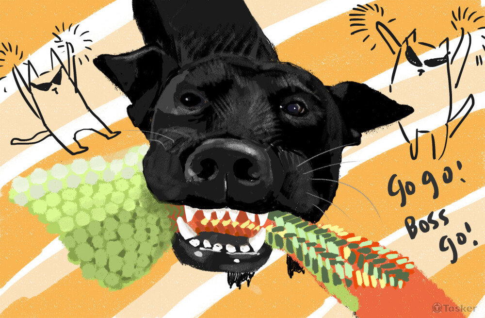 毛孩繪圖，最後成品為桌曆。