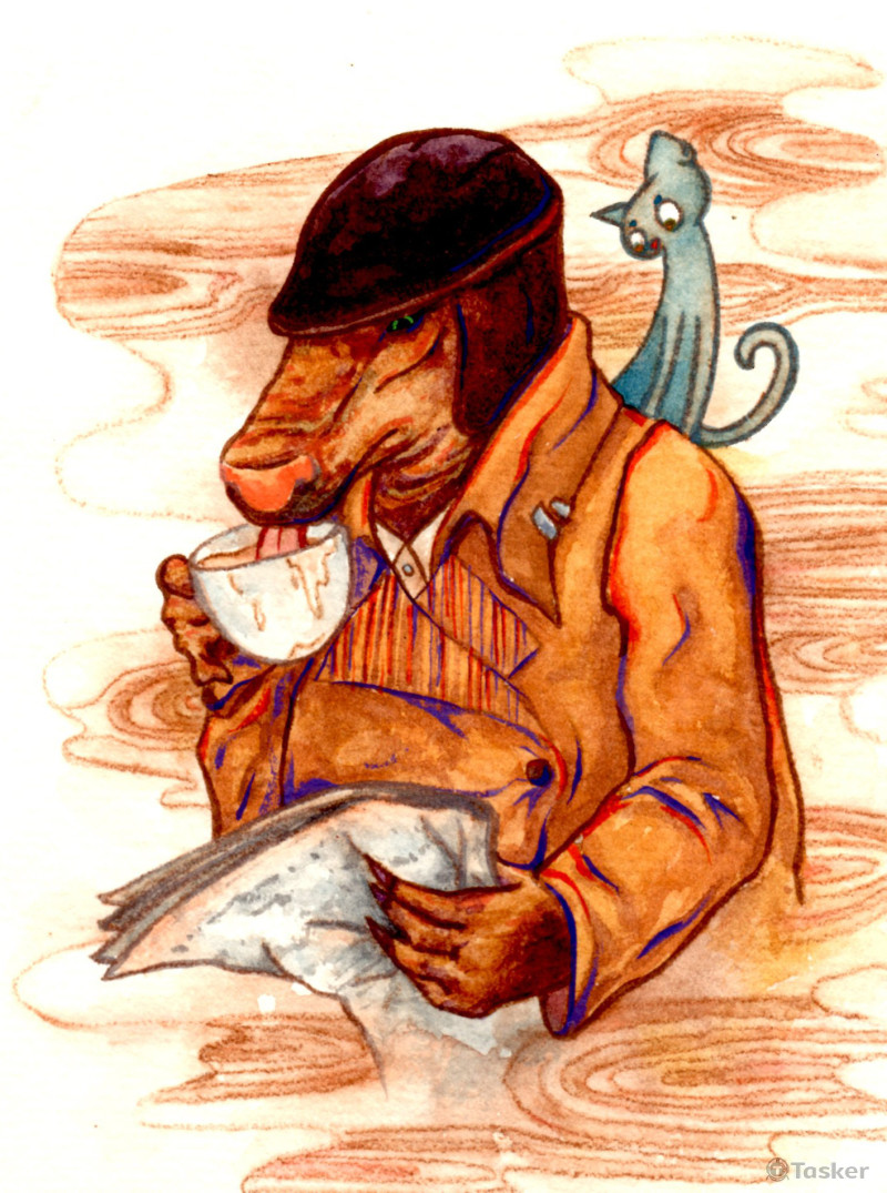 狗偵探與貓助手_水彩