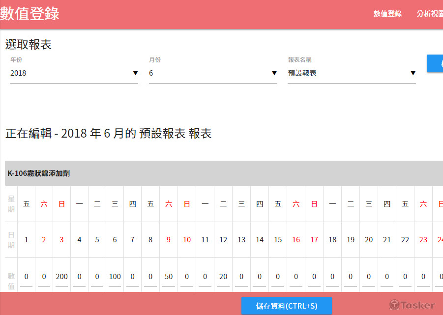 物料使用量填寫