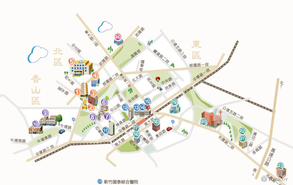 建築物ai卡通封繪製