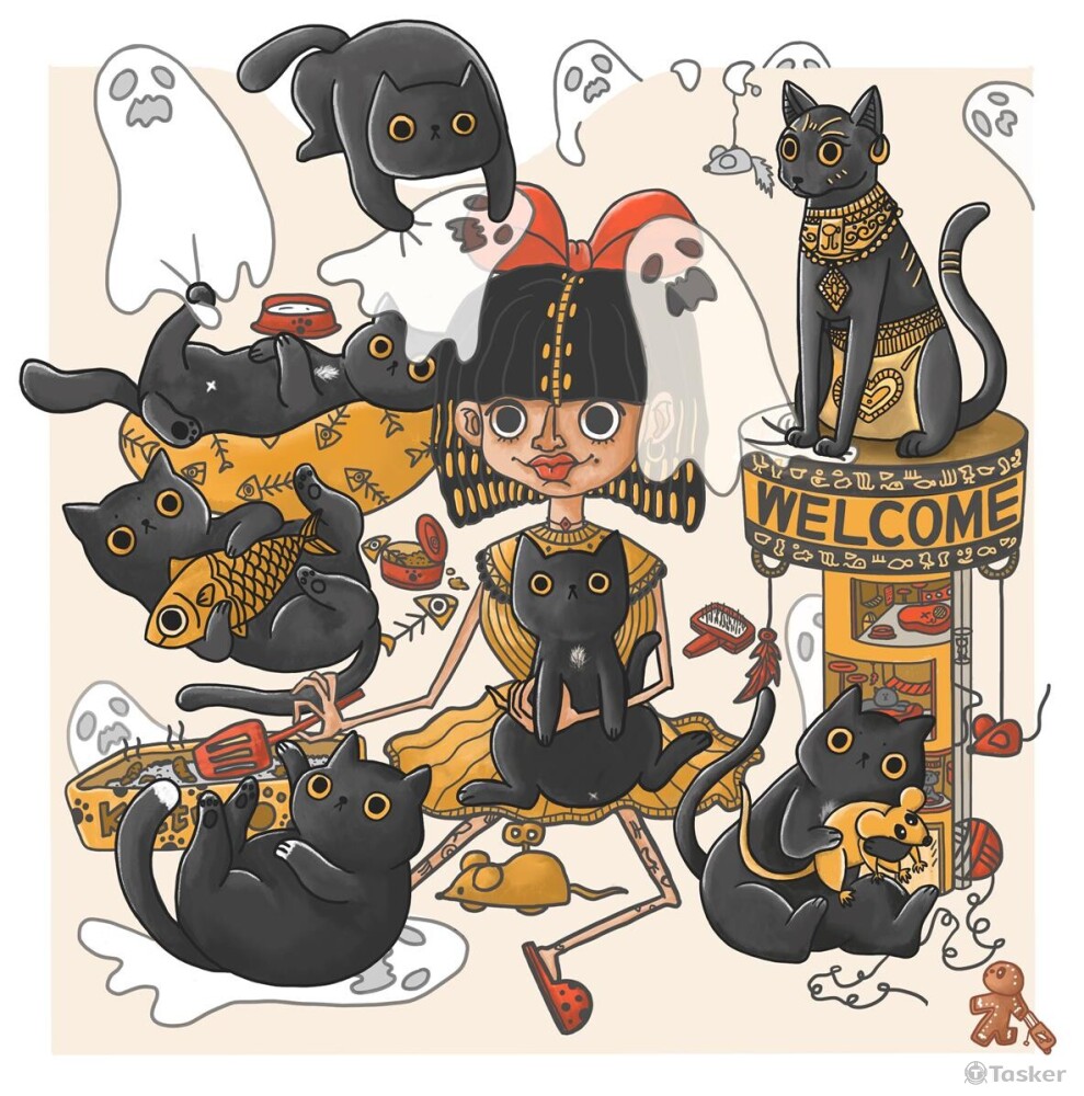 插畫設計 x 吉祥黑貓