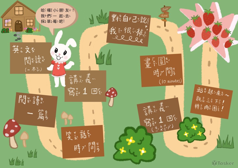 曾擔任小一的陪讀，為了妹妹課製了一個小地圖遊戲，在玩的同時也可以寫講義！