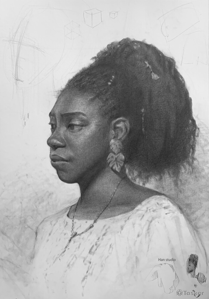 跟上一張同模特，這張深色做的比較多，過程不斷需要比較大明暗分布