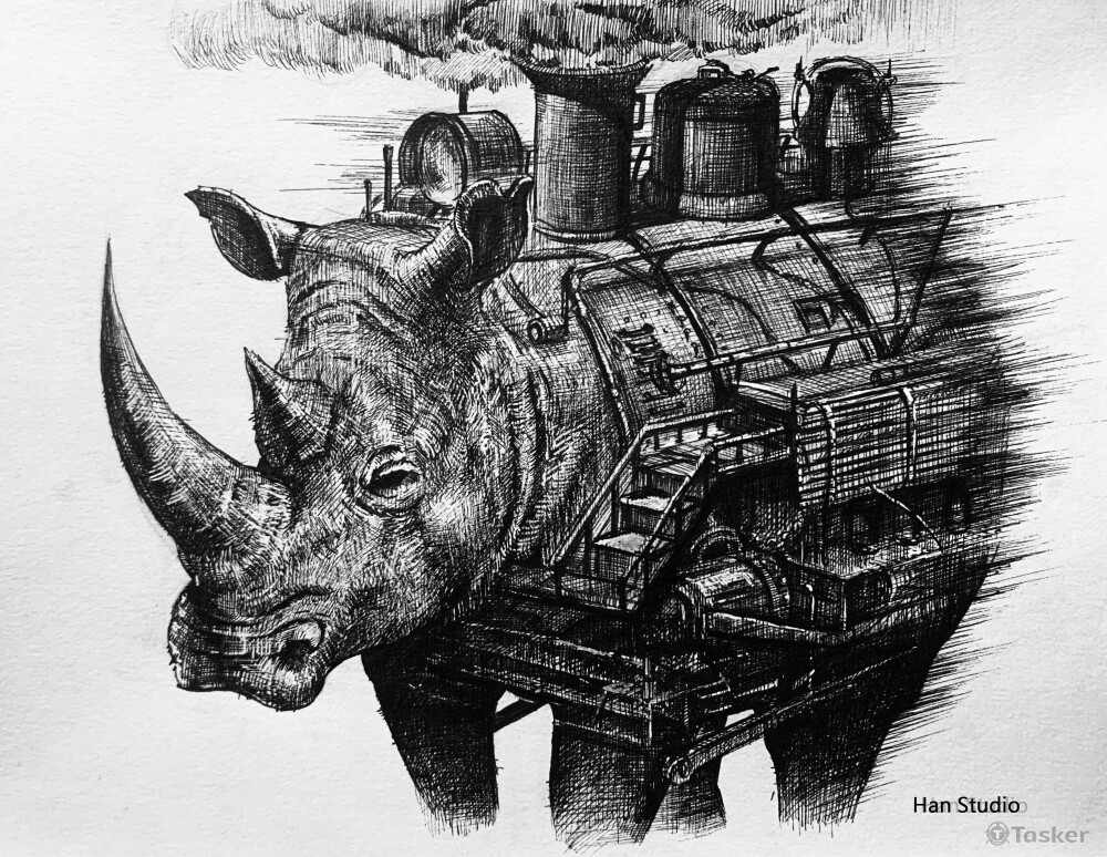 異物組合犀牛蒸汽火車