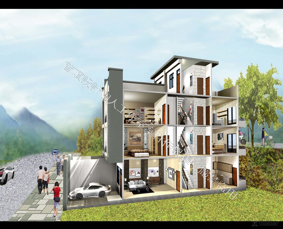 東勢小住宅剖透視模擬圖