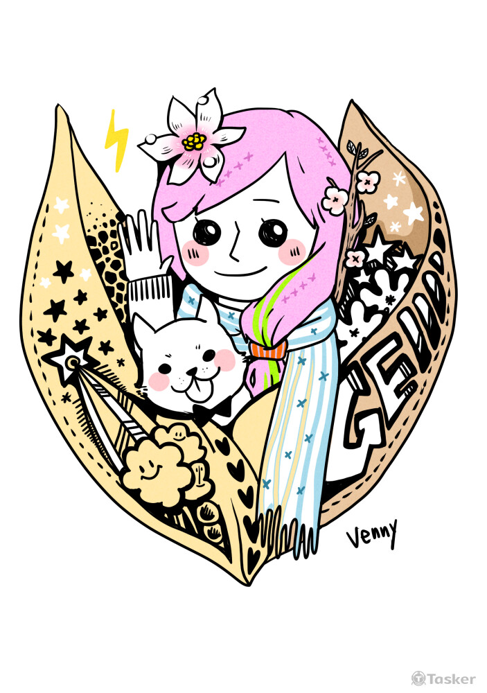 插畫設計-像花一樣的女子