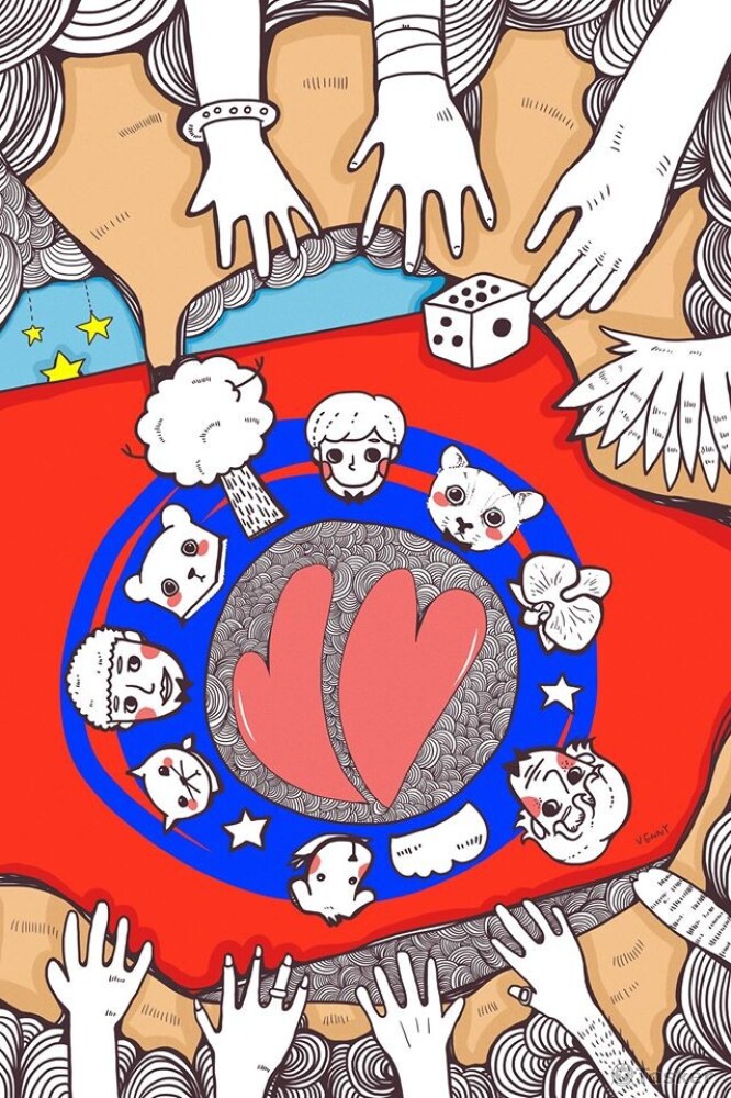 插畫設計-無國界，大家都是一家人