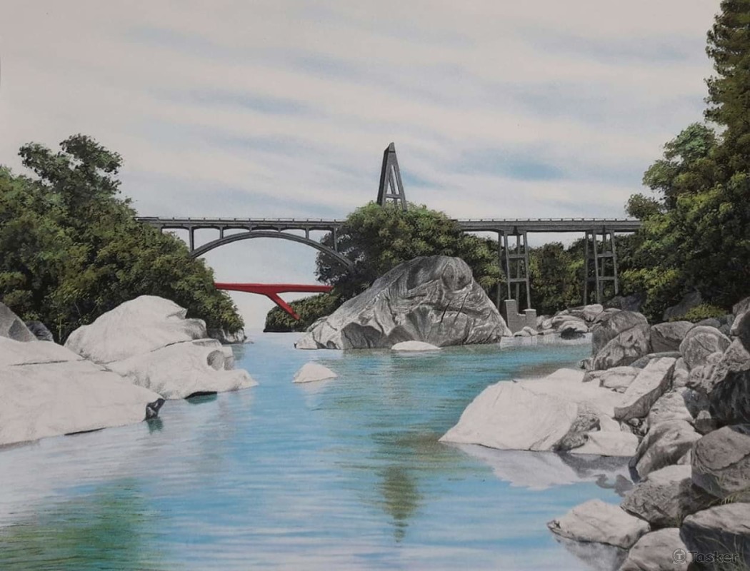 砂畫-台東景點-東河大橋 名師※朱國富※作品之一