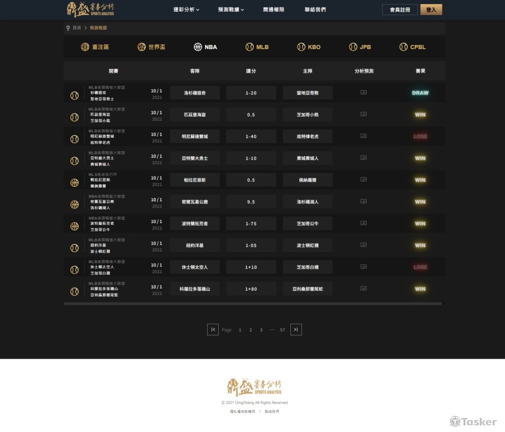官方網站設計(PC)/預測戰績