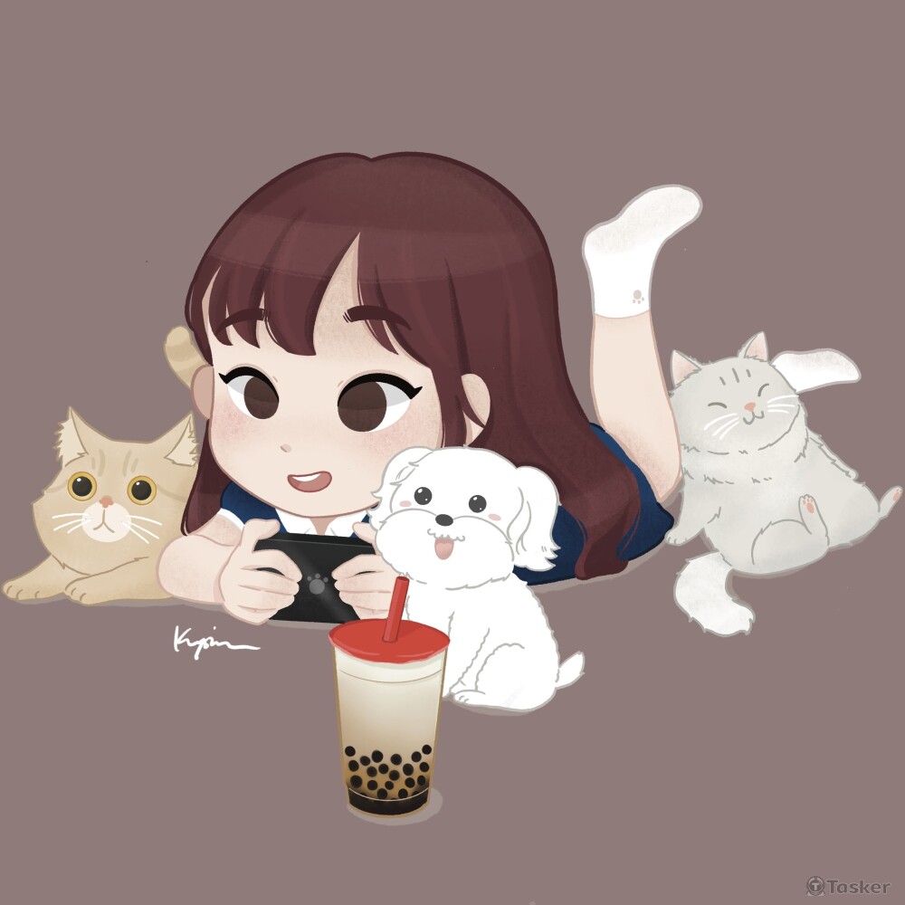 個人+毛孩似顏繪(Q版)