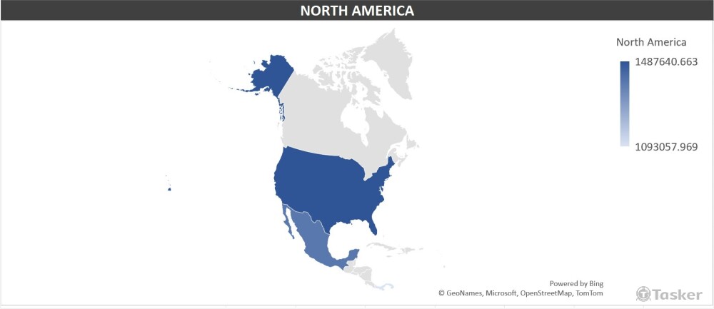 利用Excel樞紐分析表製作高染疫數量(以北美洲地圖為例)