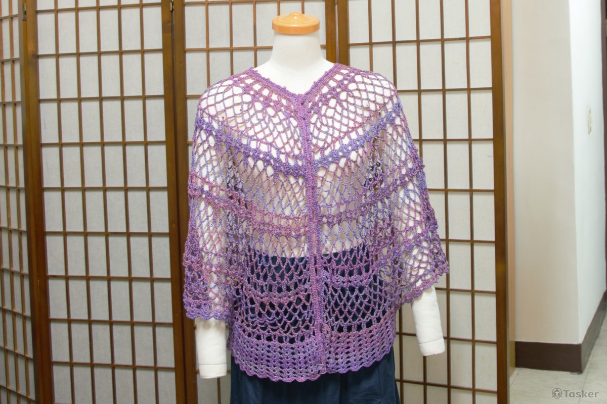 鉤針罩衫正面