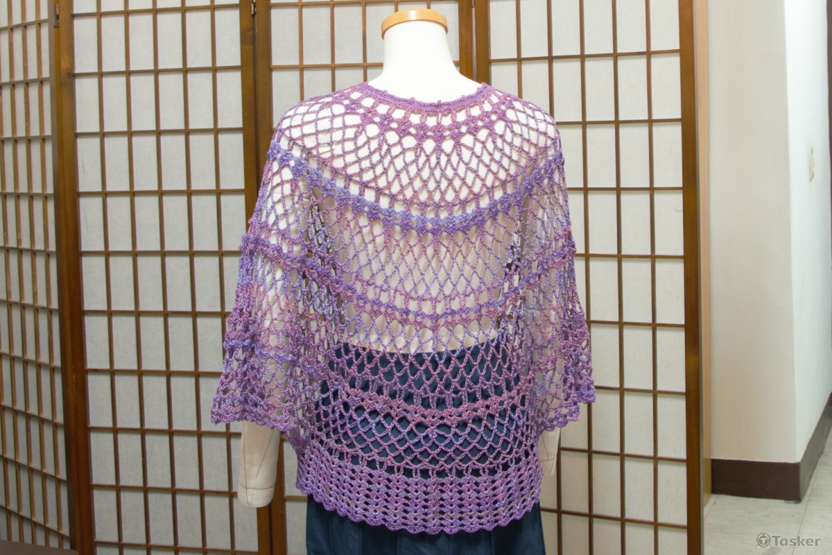 鉤針罩衫背面