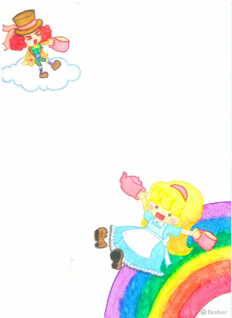 手繪插畫-愛麗絲與瘋帽子