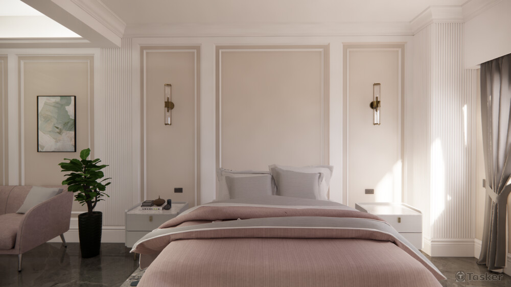 主臥-美式風格-3D渲染