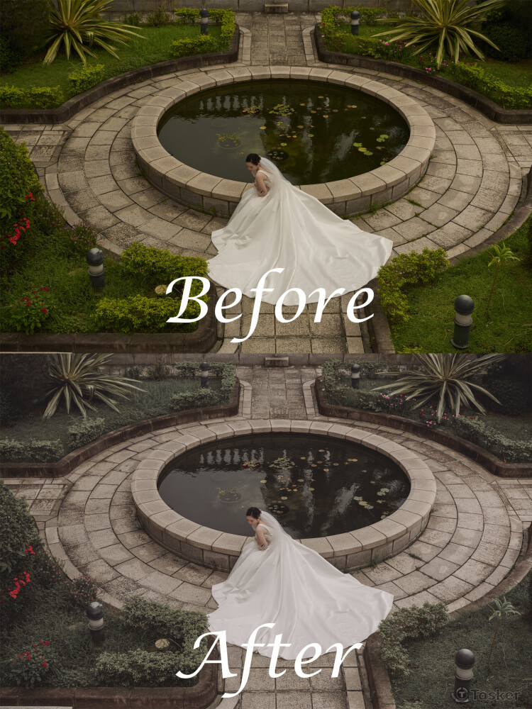 原照片濾鏡年代感稍重，按照新人要求進行調整