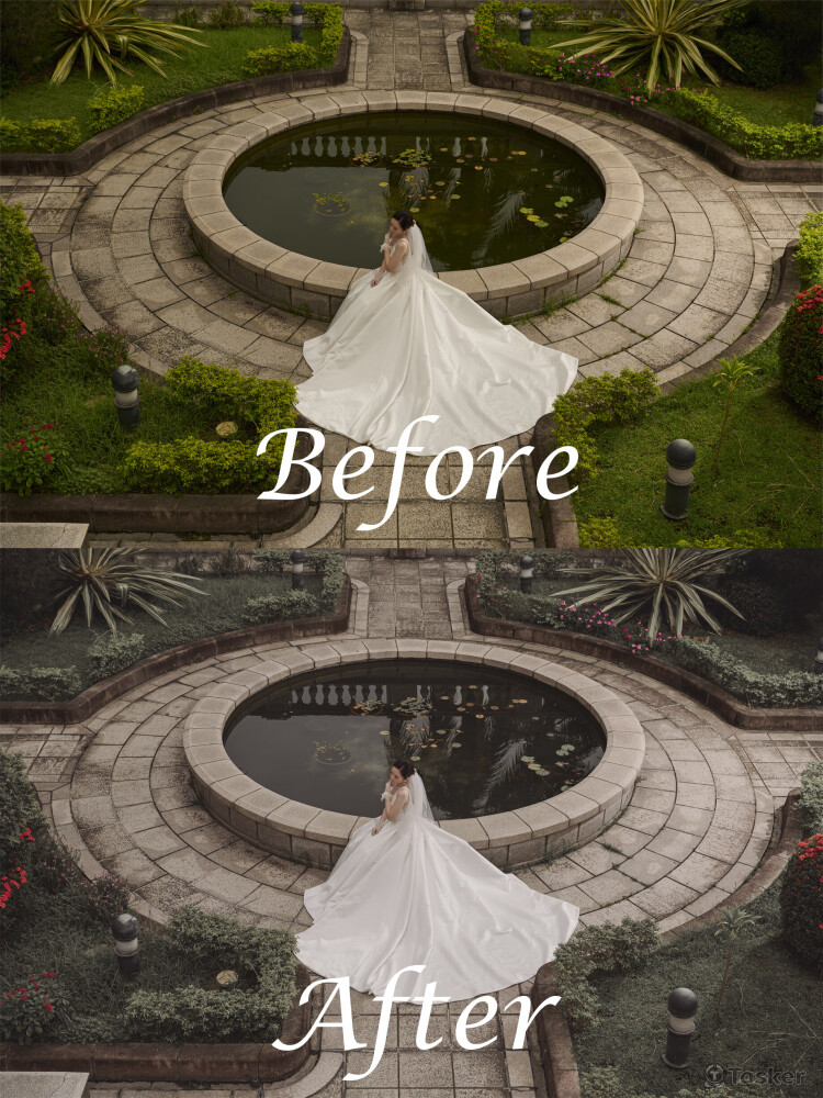 原照片濾鏡年代感稍重，按照新人要求進行調整