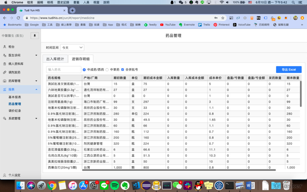 Tudi 診所資訊系統進銷存管理介面