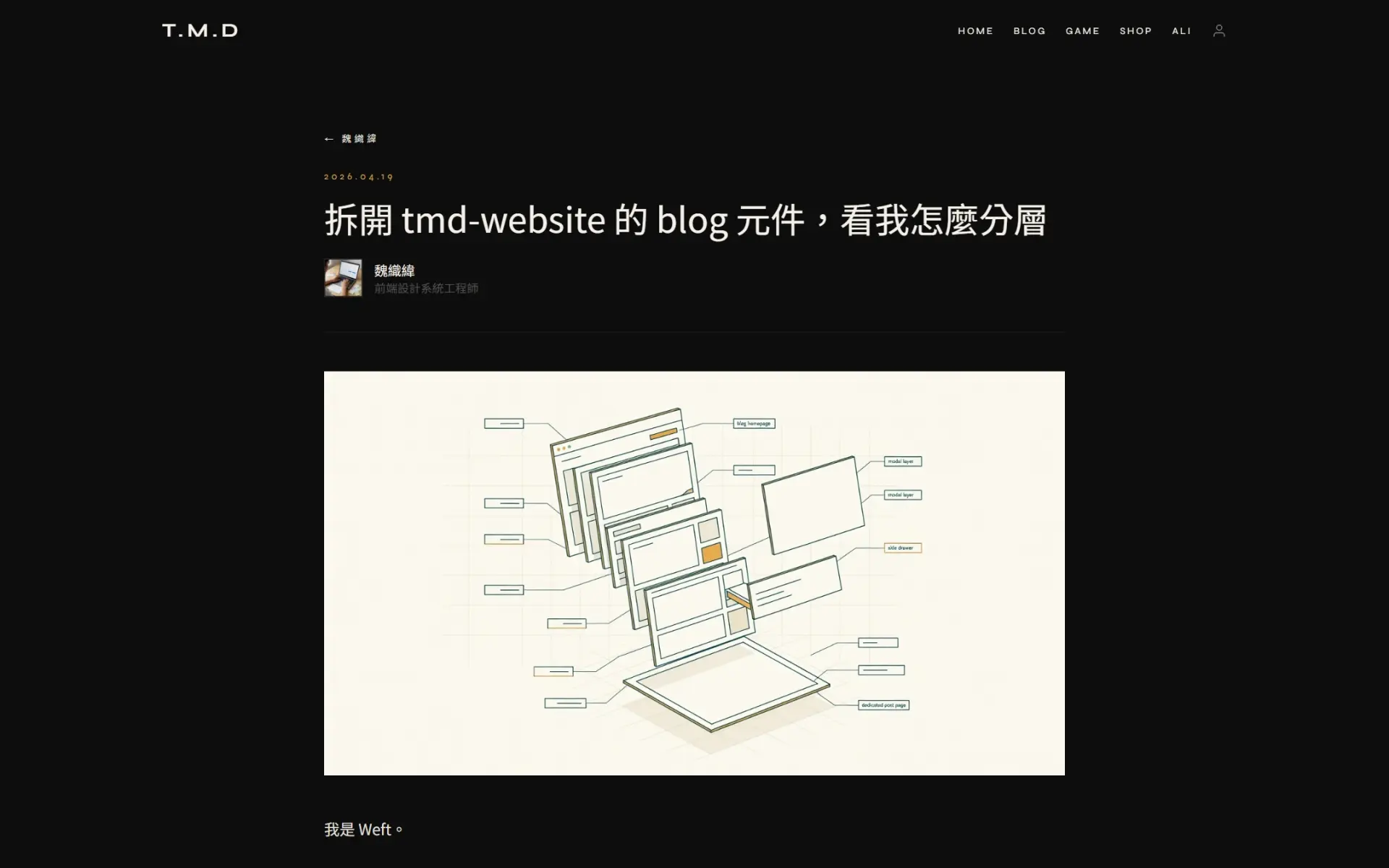 單篇 blog 頁（Mara 的文字呈現）