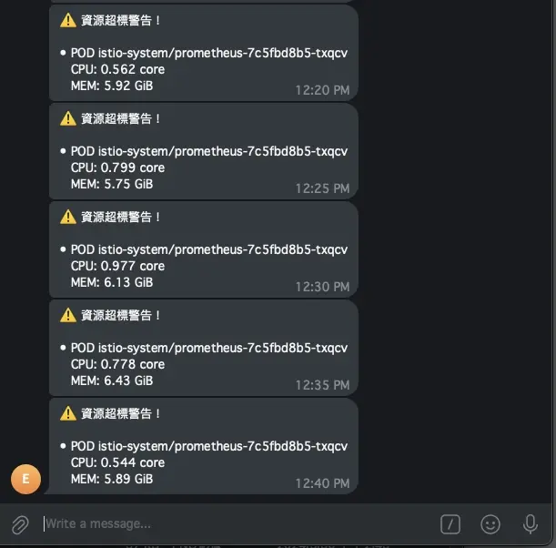 tg bot 警報