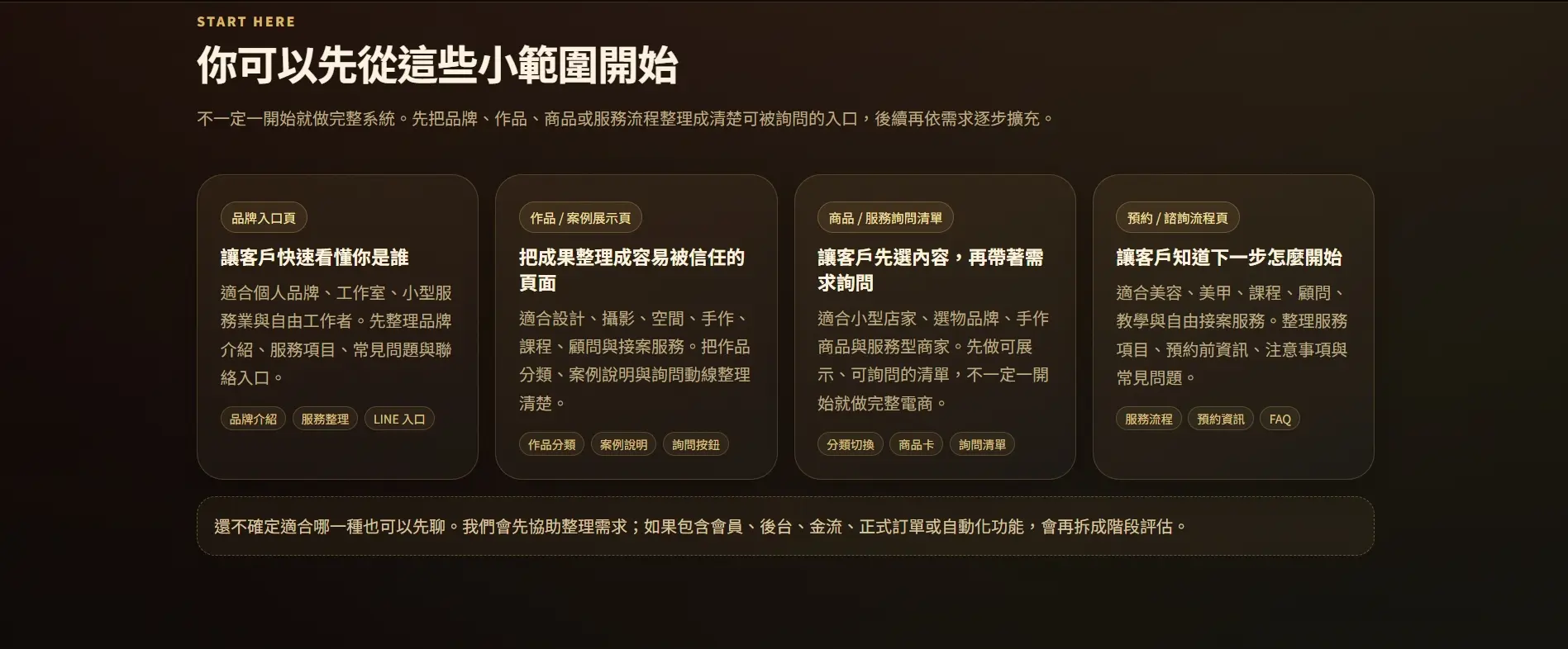 服務入口與需求整理區