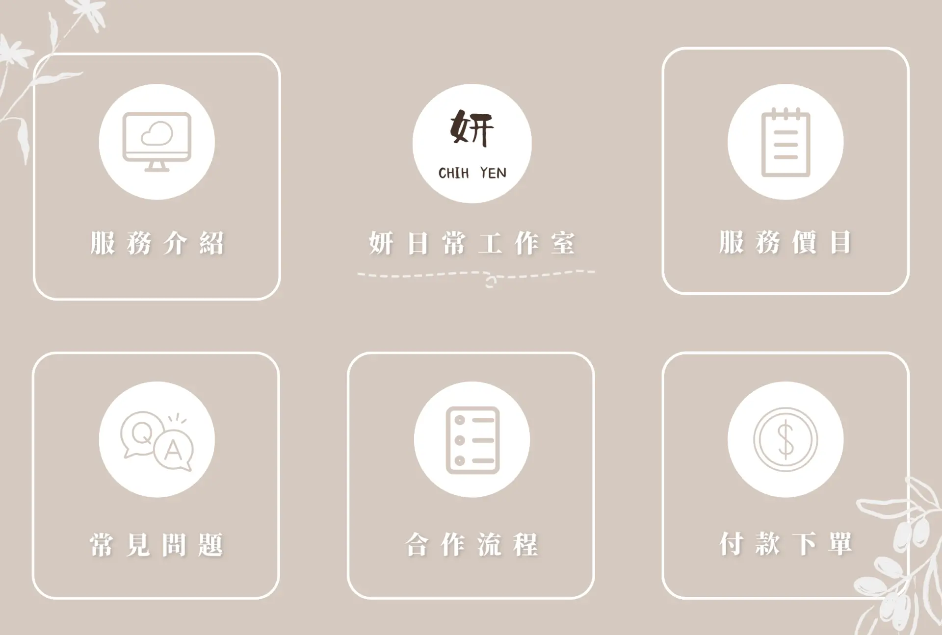 妍日常品牌官方LINE圖文選單範本（日系奶茶風）