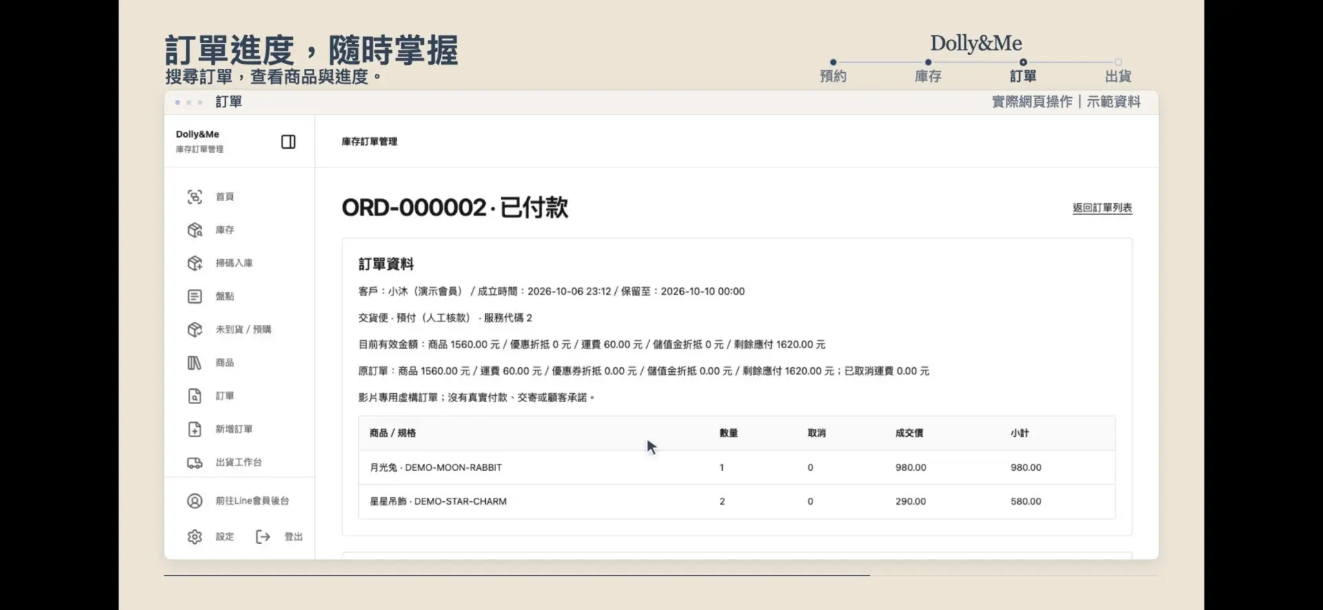 訂單管理頁面