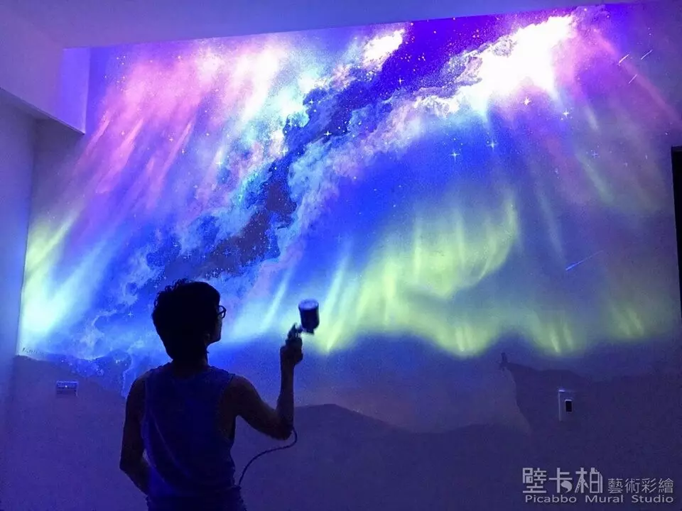 星空彩繪 夜光彩繪 隱形壁畫
