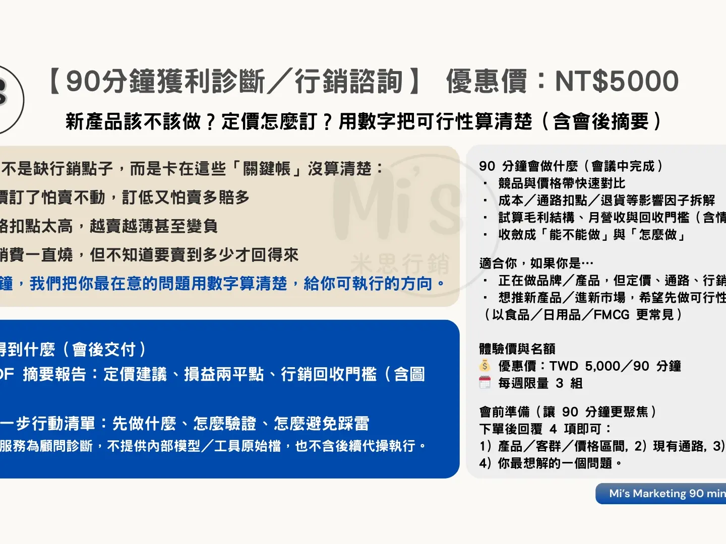 【90分鐘獲利診斷／行銷諮詢】