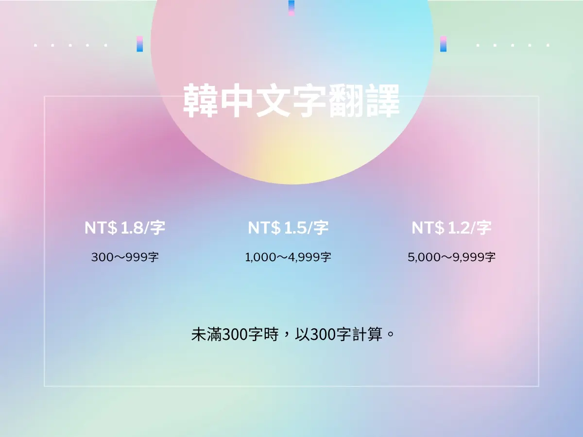 小量韓中文字翻譯